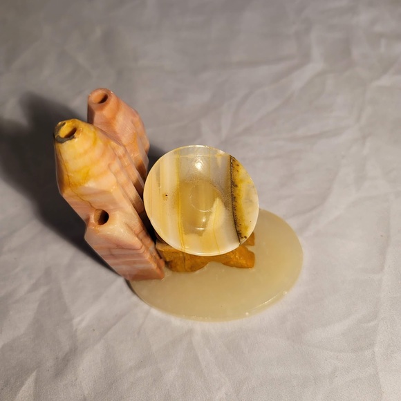 Siesta Sombrero Vase Bookend Marble cactus 4" tall brown Mexico - Picture 4 of 5